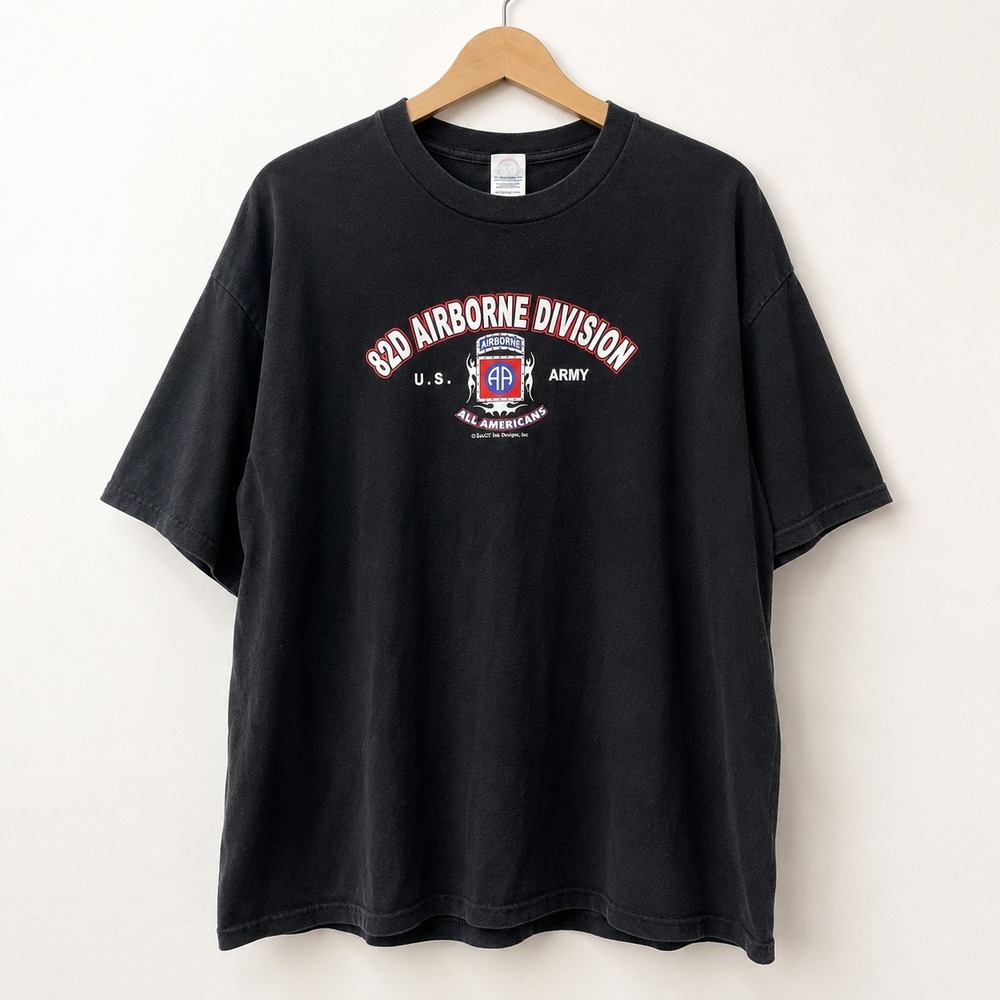 Delta Y2K 82nd Airborne Division US Army T-Shirt Mens 2XL Military Tee Black
